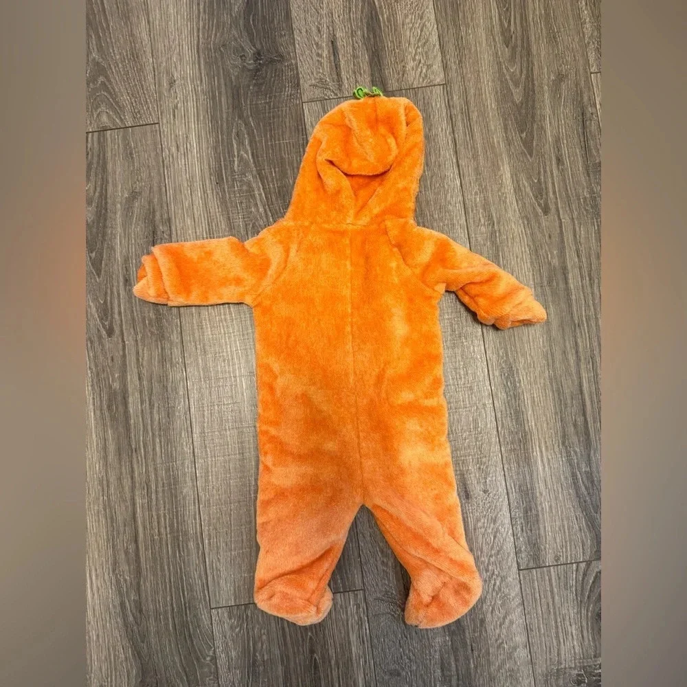 Koala Kids Unisex Orange Jack O Lantern Pumpkin One Piece Fleece Size 0-3months